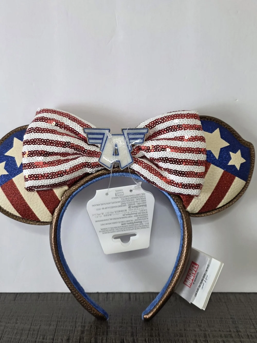 Marvel Captain America-Inspired Sequin Bow Ear Headband - Red, White & Blue